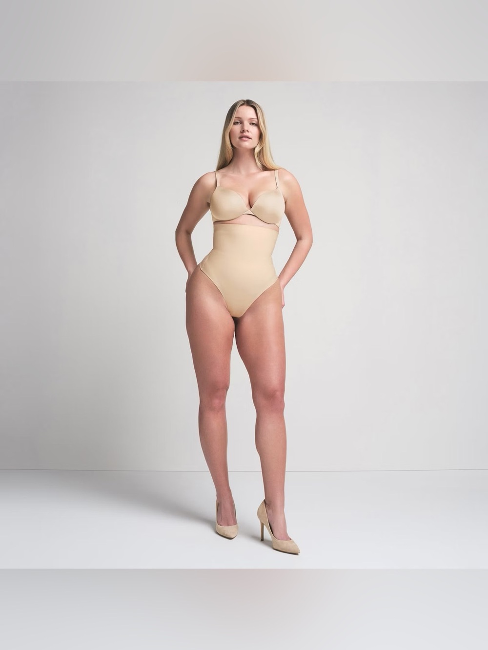 Skims Body Core Sculpt High Waisted Thong Shapewear Light Nude Sand Medium